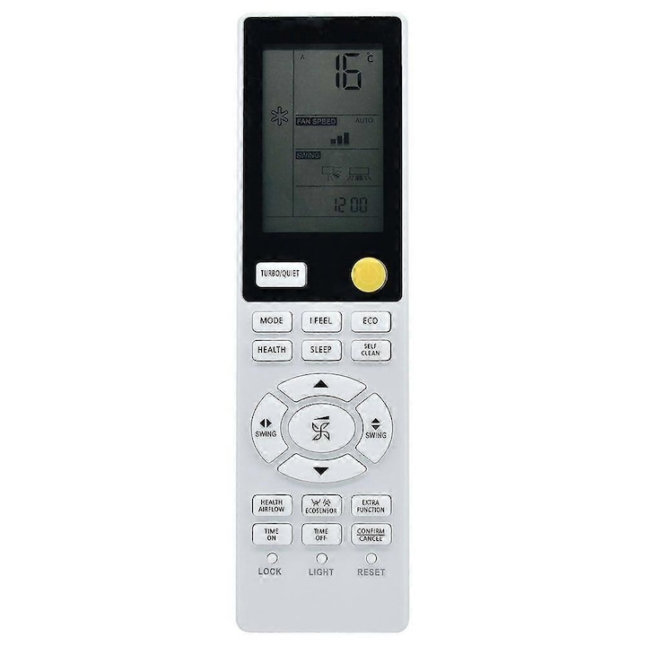 Távirányító / remote YR-HJ légkondicionálóhoz, kompatibilis Haier Arctic Expert Plus Split, univerzális helyettesítő, ABS anyag, 2 x AAA elemet igényel, elemeket nem tartalmaz, fehér/fekete, 1 db