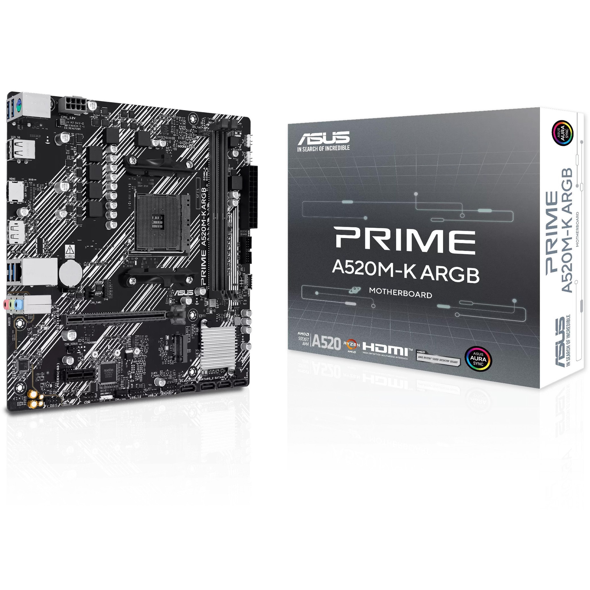 Placa de baza Asus PRIME A520M-K ARGB, AM4, DDR4, mATX, Negru