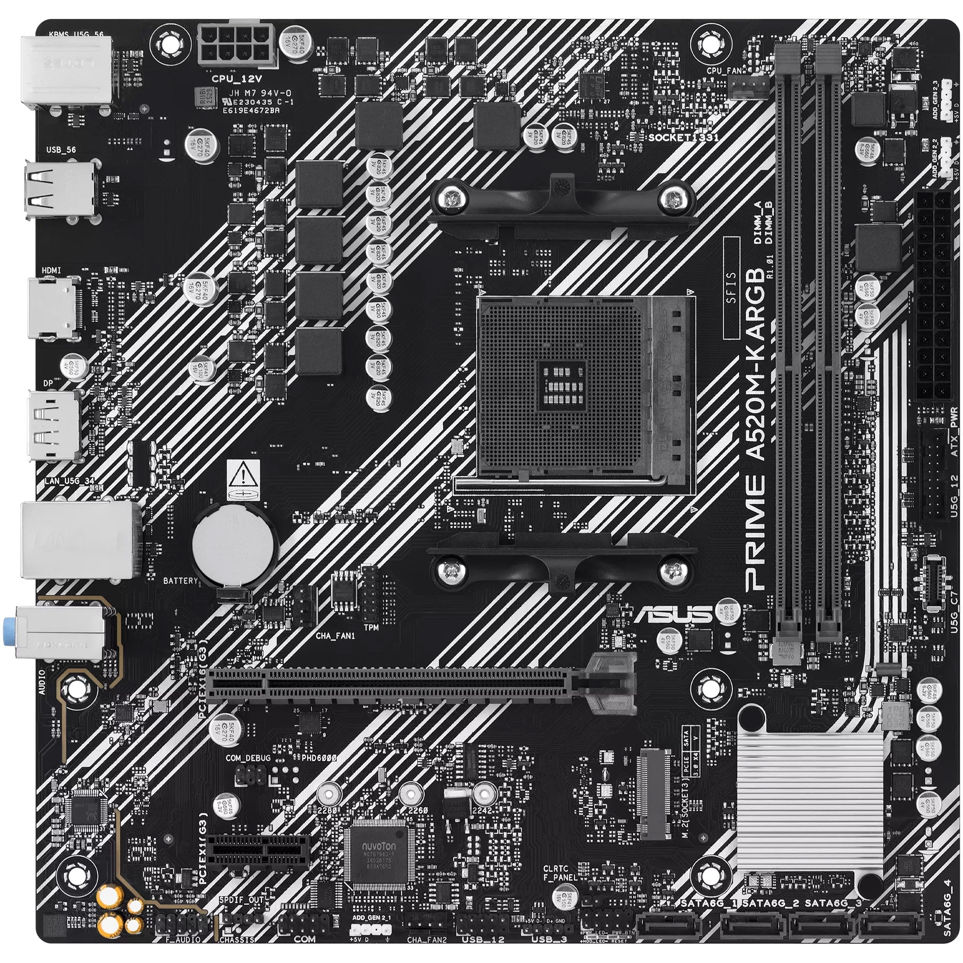 Placa de baza Asus PRIME A520M-K ARGB, AM4, DDR4, mATX, Negru