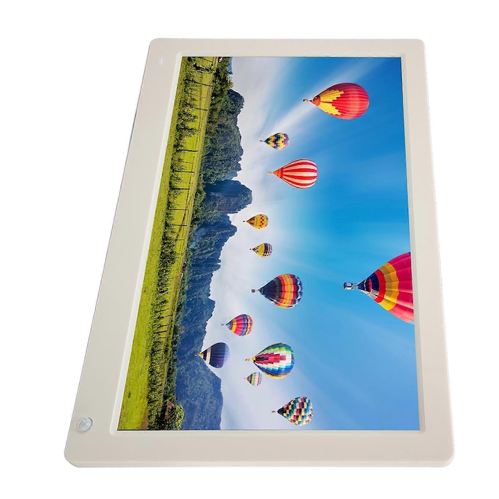 Rama foto digitala 15.6 inch 16:9 IPS, rezolutie 1920x1080, senzor de prezenta, redare video si audio 1080P, suport card MMC/USB pana la 128GB, telecomanda inclusa, Alb, 1 buc