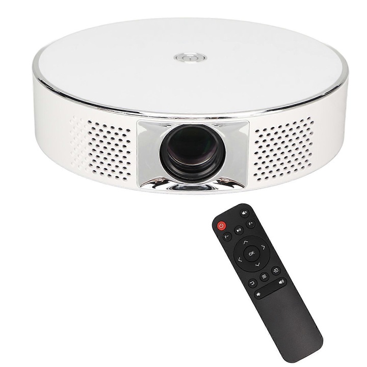 Mini LED projektor, 4K 1080P, trapézkorrekció, fehér, 30x140 hüvelyk