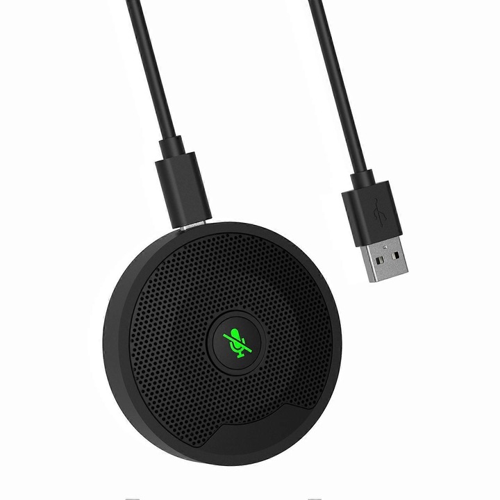 Omnidirekcionális USB konferencia mikrofon, fekete, 2m kábel