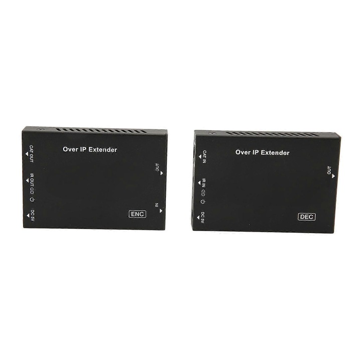Extensor IP de interfata multimedia HD 150m, Kit encoder si decoder, Rezolutie pana la 1920x1200@60Hz, Compatibil HDMI/HDCP 1.4, Transmisie prin CAT6, Control IR si loop-out, Negru, 1 set