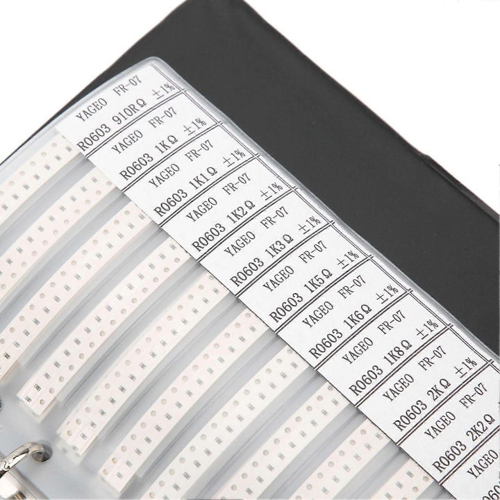 SMD 0603 ellenállás készlet, 4250 darab, 170 érték, műanyag
