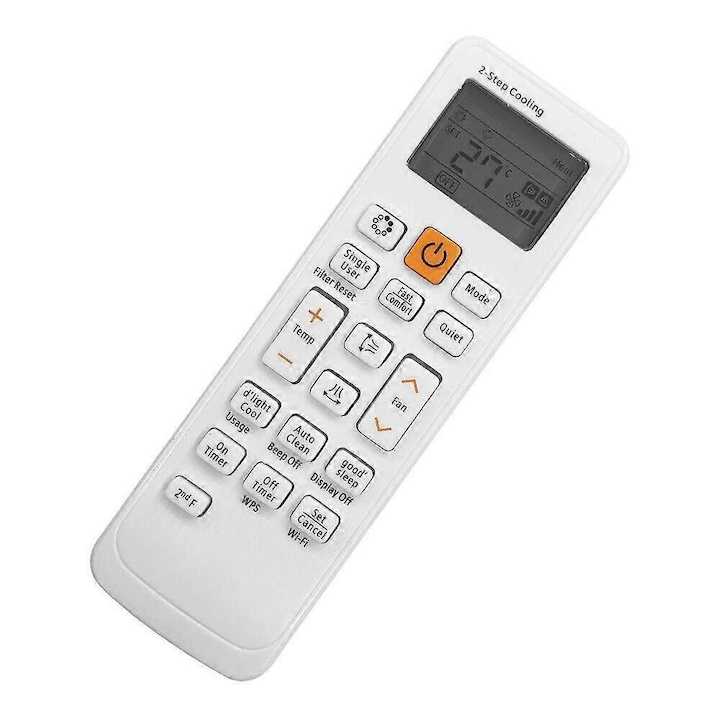 Légkondicionáló távirányító DB93-14195A/DB93-14195G/DB93-14195B/DB9311115U, kompatibilis Samsung készülékekkel, univerzális ABS helyettesítő, LCD kijelzővel, fehér, 1 db
