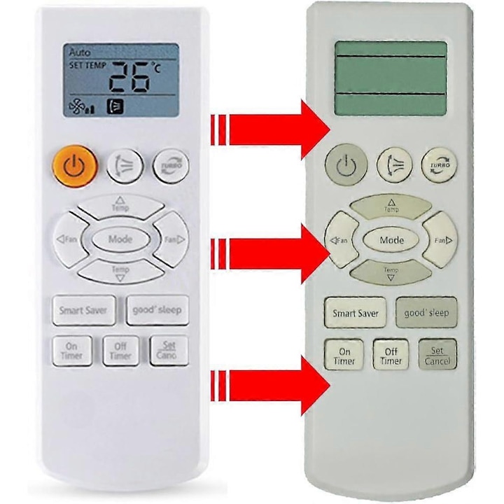 Távirányító légkondicionálóhoz / remote DB93-07073A DB93-08808B DB93-07073B, kompatibilis Samsung készülékekkel, LCD kijelzővel, Fehér, 1 db
