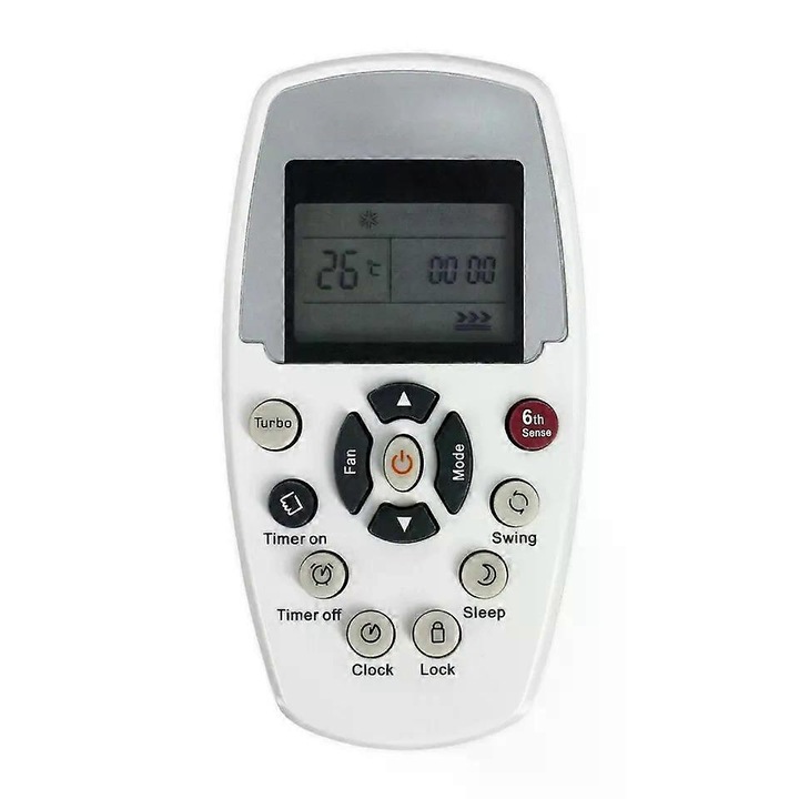 Távirányító légkondicionálóhoz DG11E3-04, kompatibilis Kelon/Hisense ASH-110C1, DG11E5-05, ABS-ből, LCD kijelzővel, Fehér/Szürke, 1 darab