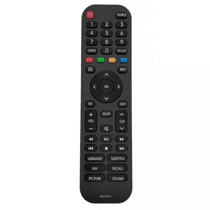 Távirányító/remote EN2W30H/EN2V30H/EN2T30H televízióhoz, csere, kompatibilis Hisense Smart LCD/LED, ABS, fekete, 1 db
