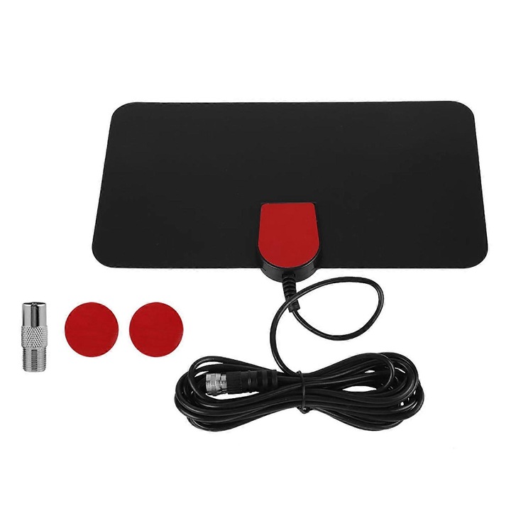 Antena TV interna, antena digitala LAN-1071, compatibila ATSC, Full HD/4K (720P/1080P/1080i), cablu 3m si adaptor IEC inclus, Negru, 1 buc.