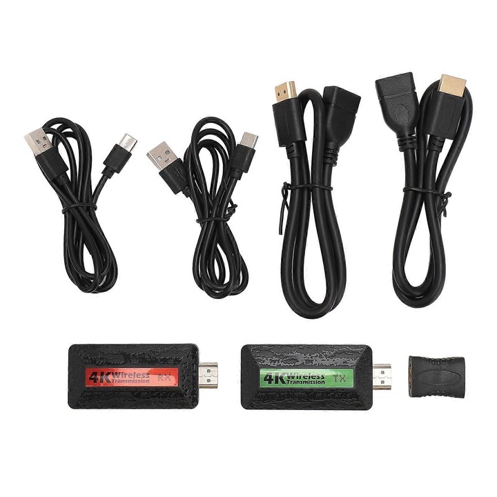 Transmitator si receptor wireless HD Multimedia Interface, 4K, 30x20cm, negru