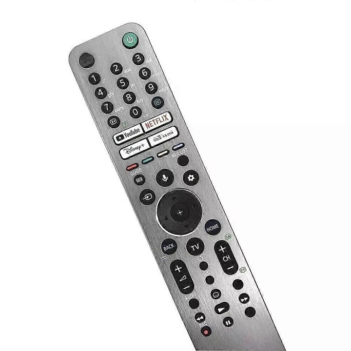 TV Remote Control RMF-TX621E, Replacement Remote Control Compatible with Sony, with Voice Function (Microphone), Without Backlight, Silver, 1 Piece