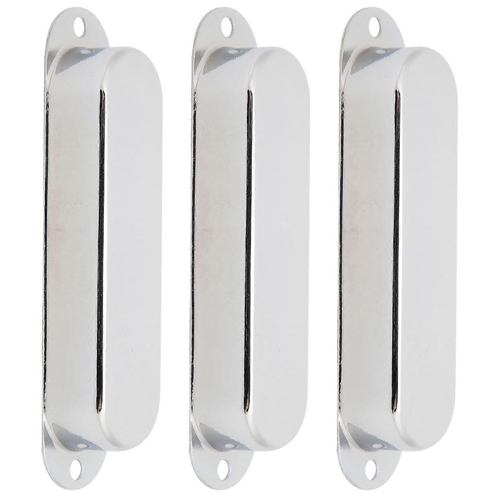 Gitár hangszedő burkolat, sárgaréz, zárt, single-coil hangszedőhöz, lyuk nélküli, ezüst, 3 darab