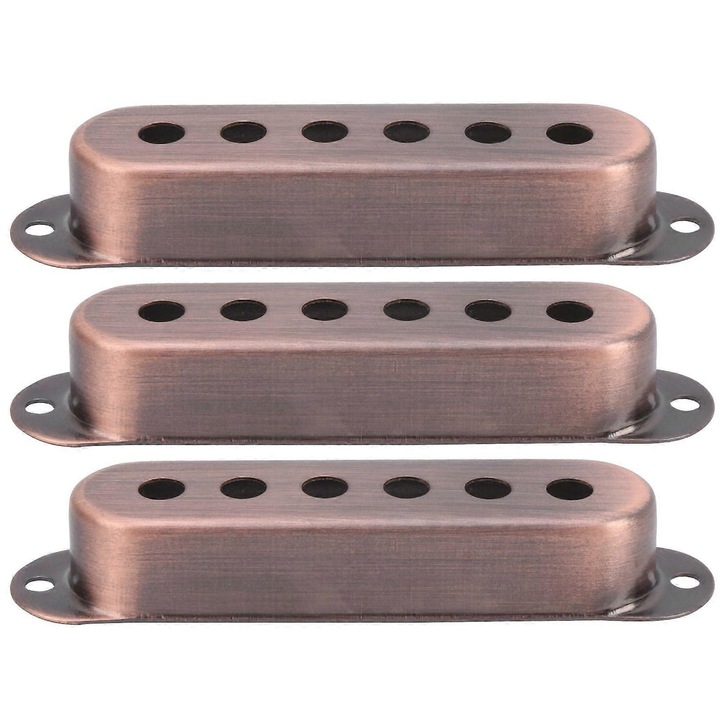 3 darabos készlet, Single-coil hangszedő borítás, sárgarézből, 48/50/52 mm átmérőjű, ST/SQ elektromos gitárral kompatibilis, Vörösréz színű