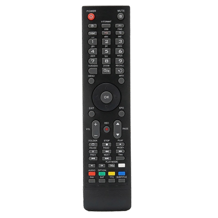 Telecomanda inlocuire compatibila AMIKO Mini HD/SHD/STHD 8150/8200/8300/8360/8840/7900/8000/8110/8140/8820/8800, universala, functioneaza fara programare, ABS cu butoane din silicon, Negru, 1 buc