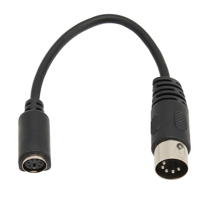 Billentyűzet és egér adapter kábel 5 tűs DIN-ről 6 tűs Mini DIN-re, 15cm, fekete