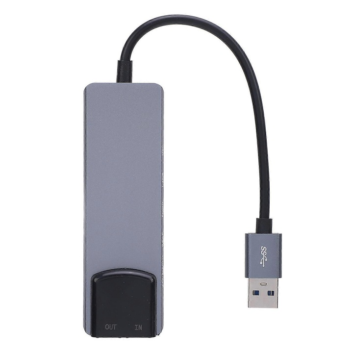 USB külső hangkártya CM6206LX, 5.1/7.1 támogatás, optikai bemenet/kimenet, intelligens zajcsökkentés, alumínium ház, 48 kHz, szürke, 1 db
