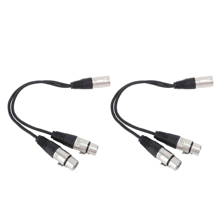 Cablu splitter XLR 3 pini, 0.3m, negru, set 2 bucati