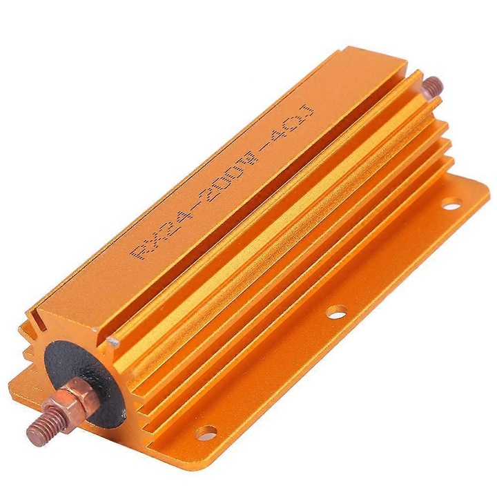 Rezistor de putere / rezistenta RX24 200W 4Ω 4R, carcasa aluminiu, cu gauri de montaj, toleranta 5% (J), Portocaliu, 1 buc