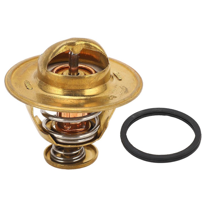 Termosztát kotrógéphez 600-421-6110 KOMATSU 6D95 PC200-5 PC220-5, ötvözetből, nyitási hőmérséklet 82.2°C, tömítéssel, arany, 1 db