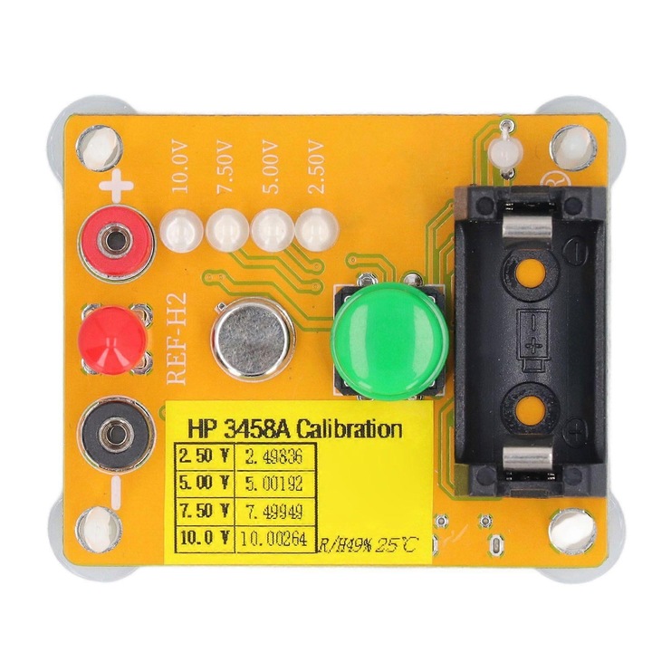 Modul referinta tensiune AD584K programabil cu 4 canale, Micro USB, iesiri 10.0V/7.50V/5.00V/2.50V, protectie incarcare/descarcare, mufa banana 2mm, galben, 1 buc
