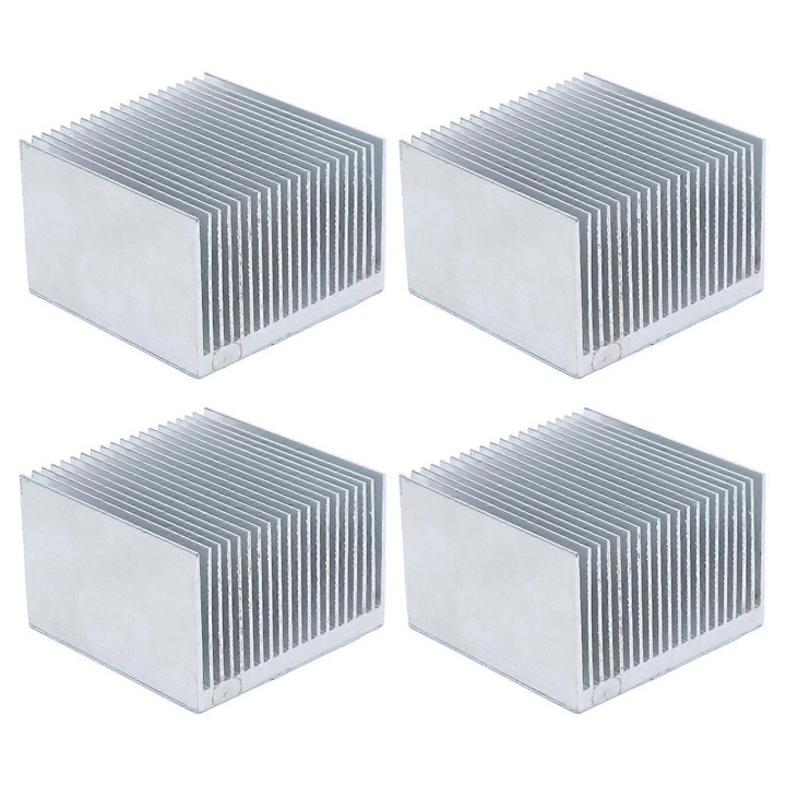4 db eloxált alumínium hűtőborda készlet 60x60x39mm elektronikai hűtéshez
