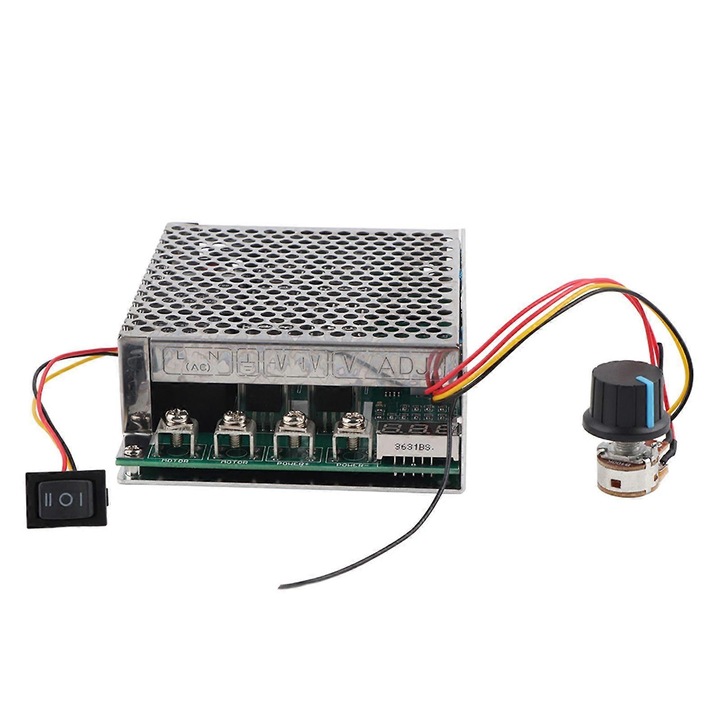 DC motor fordulatszám szabályzó 10-55V 60A digitális kijelzővel 128x98x40mm