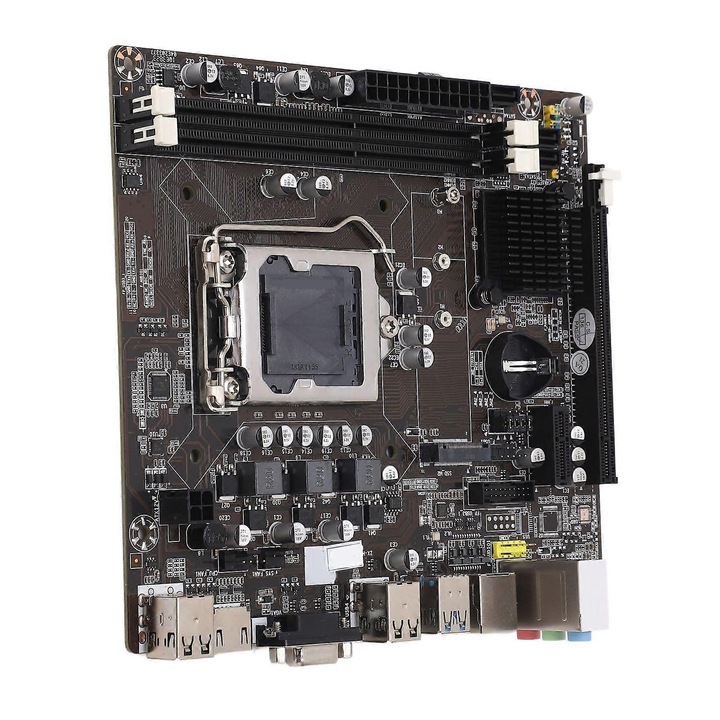 DDR3 B75M alaplap, 2 slot, 1000M hálózat, M ATX, fekete