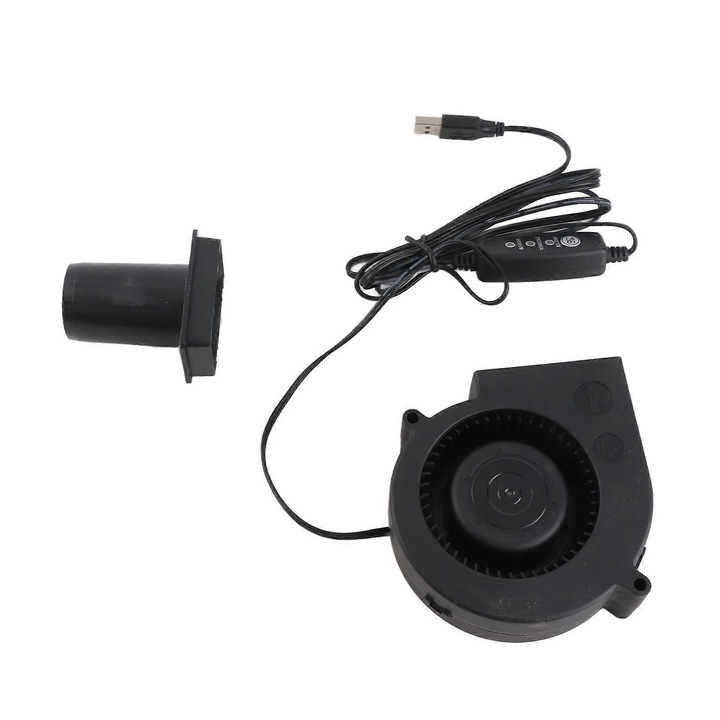 USB ventilátor 97mm/3.8 in, fúvóka PC-hez és berendezésekhez, 3 sebesség, DC 5V, 3800 RPM, 22 CFM, PBT, fekete, 1 db