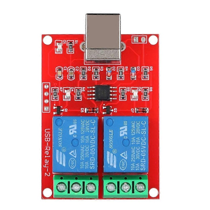 USB 2 csatornás 5V relé modul, stabil vezérlés