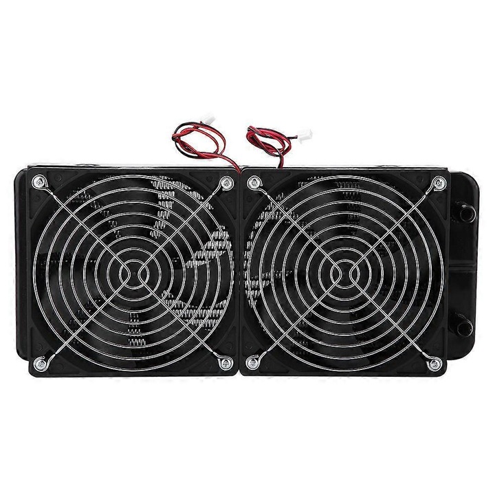 CPU vízhűtő radiátor, 18 csöves, dupla ventilátoros, fekete, 27x12x6cm