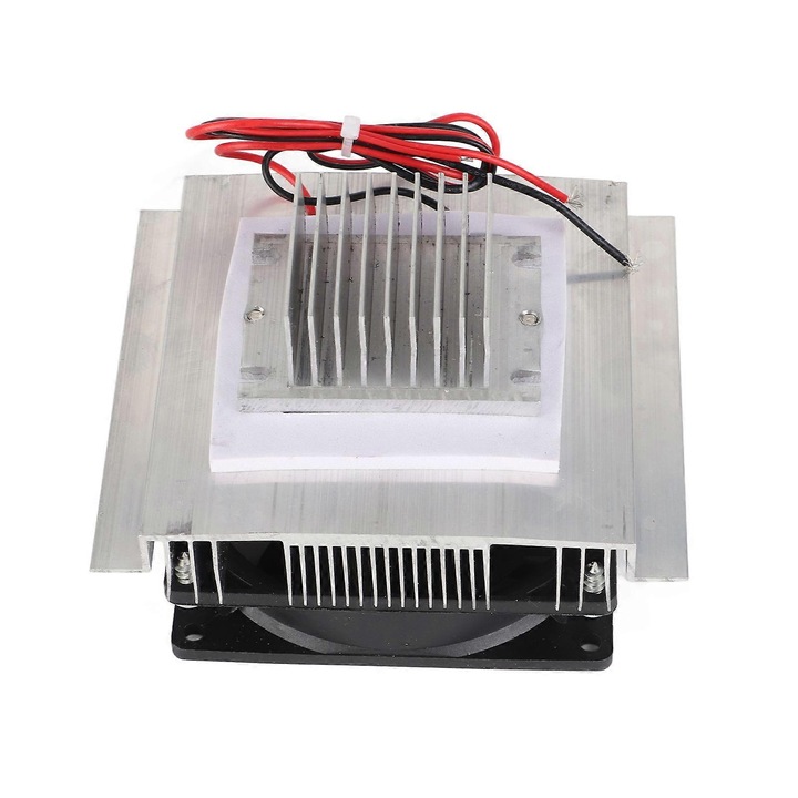 Modul termoelectric Peltier / placa Peltier XD35, 60W, 12V, ventilator 90x90x25mm, abs + aliaj de aluminiu, fara ventilator capat rece (01#), argintiu, 1 buc
