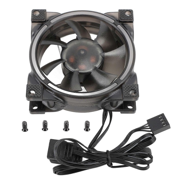 Ventilator PC 80mm MFDB, PWM si ARGB, rulment fluid dynamic, 800-2500 RPM, 7 pale, 26.5 CFM, negru, 1 buc