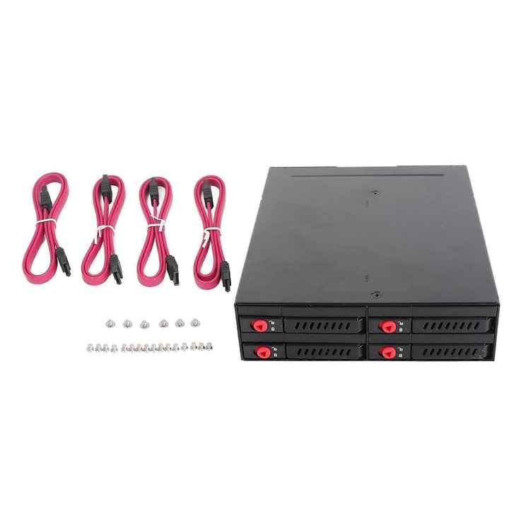 Стойка за HDD 4 гнезда, 2.5 инча, алуминий, безшумен вентилатор, LED индикатор, 15мм, 6Gbps
