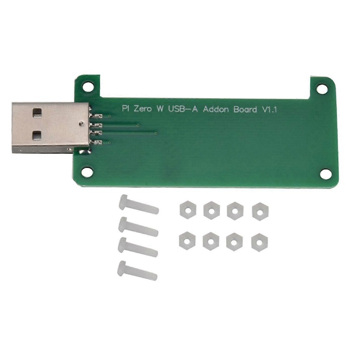 USB adapter Raspberry Pi Zero/Zero W V1.1-hez, USB-A plug-and-play adapterkártya, forrasztásmentes, szerszámkészlet mellékelve, zöld, 1 szett
