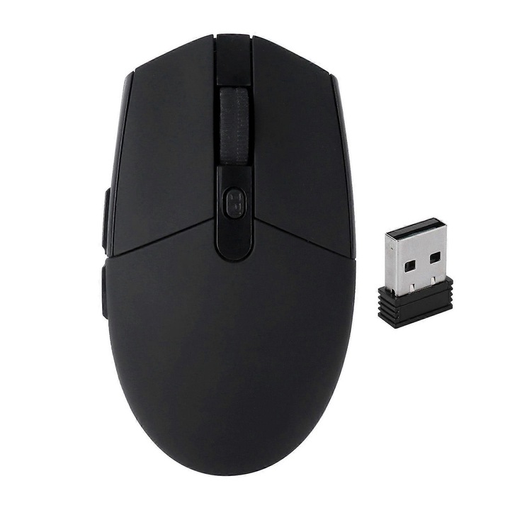 Vezeték nélküli optikai hordozható egér, állítható DPI 800/1200/1600, USB nano plug-and-play vevő, kompatibilis notebook/asztali PC/laptop, fekete, 1 db