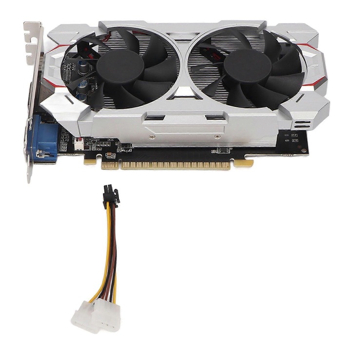 Gaming videokártya 2GB GDDR5 128bit dupla ventilátorral számítógépházhoz GTX750Ti 2G D5, fekete, 1072MHz