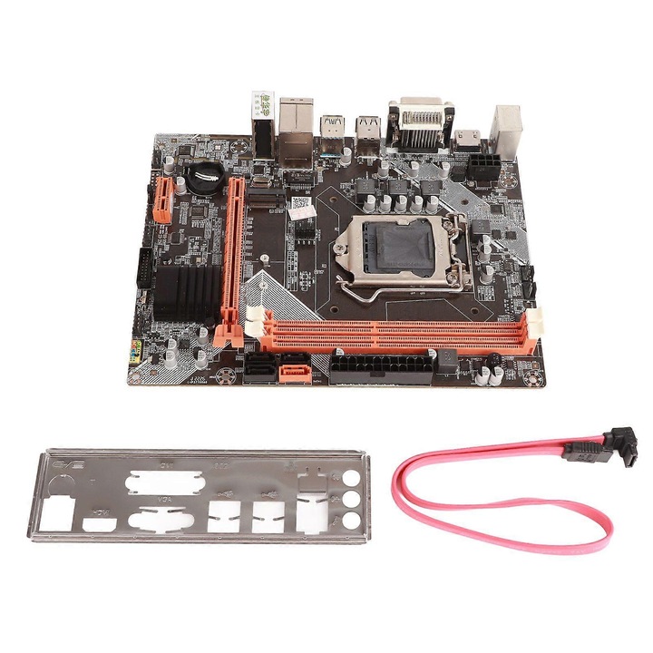 B75 asztali alaplap, M-ATX, kettős USB 3.0, M.2, fekete, 24x24cm