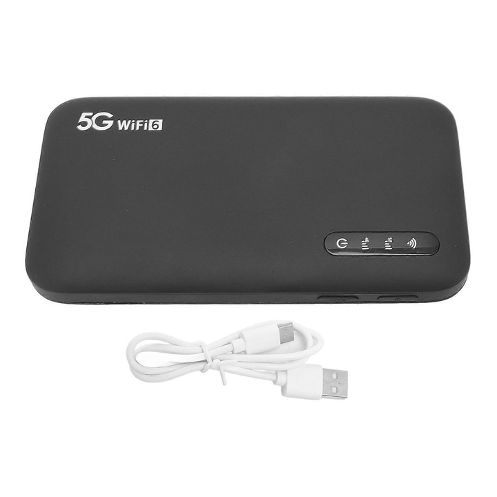 Router portabil 5G WiFi 6, 6100mAh, negru, 136x72x16mm, set