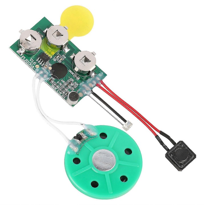 Rögzíthető hangmodul 60 mp-es DIY üdvözlőlapokhoz, zöld, 46x27x10mm