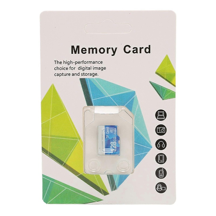 microSD kártya / microSD memória 128GB, 10. osztály, 10MB/s sebesség, vízálló, ütésálló és mágnesességálló, röntgensugárzásálló, plug and play, kék, 1 db