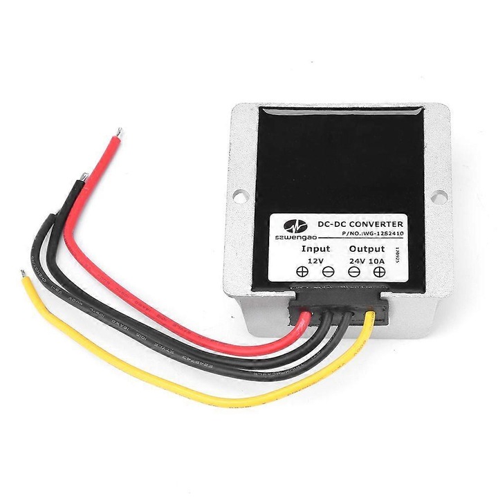 DC 12V-ról 24V-ra feszültségátalakító 10A 75x75x32mm IP68