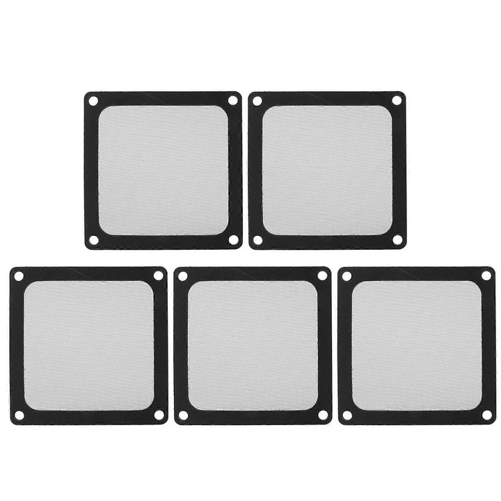 5 darabos készlet, Mágneses keretes PC ventilátor porszűrő, nylon háló, 65% szellőzés, 80x80 mm, Fekete, 5 x 1 db