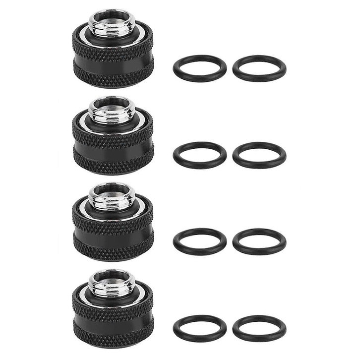 Folyadékhűtéses kompressziós fitting YGKN-C16MM, O16mm merev csőhöz, sárgarézből, hármas tömítőgyűrűkkel, Fekete, 4 darab