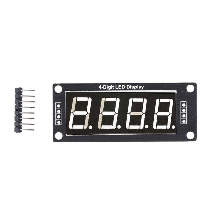 Modul afisaj LED / display 4 cifre 7 segmente MRA172C, driver TM1637, PCB 0.56 inch, alb, 4 bucati