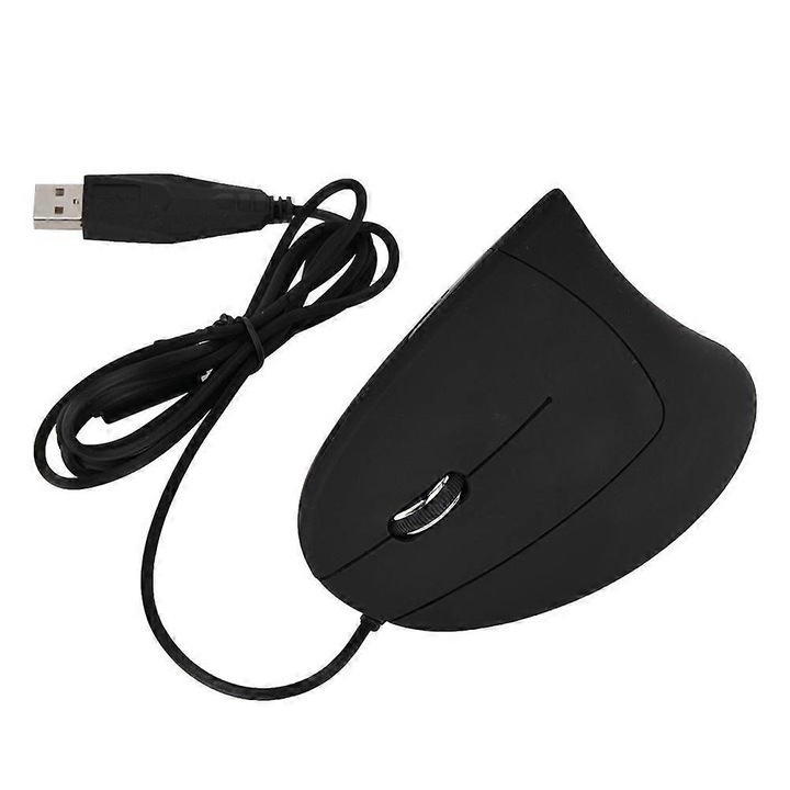 Függőleges vezetékes USB egér, ergonomikus balkezeseknek/egér, 6 gomb, állítható felbontás 800-1200-1600 DPI, Fekete, 1 db