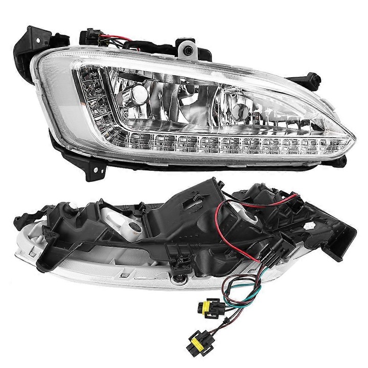 1 pár DRL lámpa/ködlámpa szett, kompatibilis Santa Fe (IX45) 2013-2015, LED, ABS, fekete