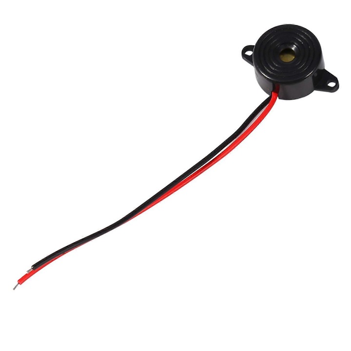 Piezoelektromos csengő/hangjelző 2312, üzemi feszültség 3-24V, folyamatos hang, 85-95 dB, kábel 100 mm, fekete, 1 db