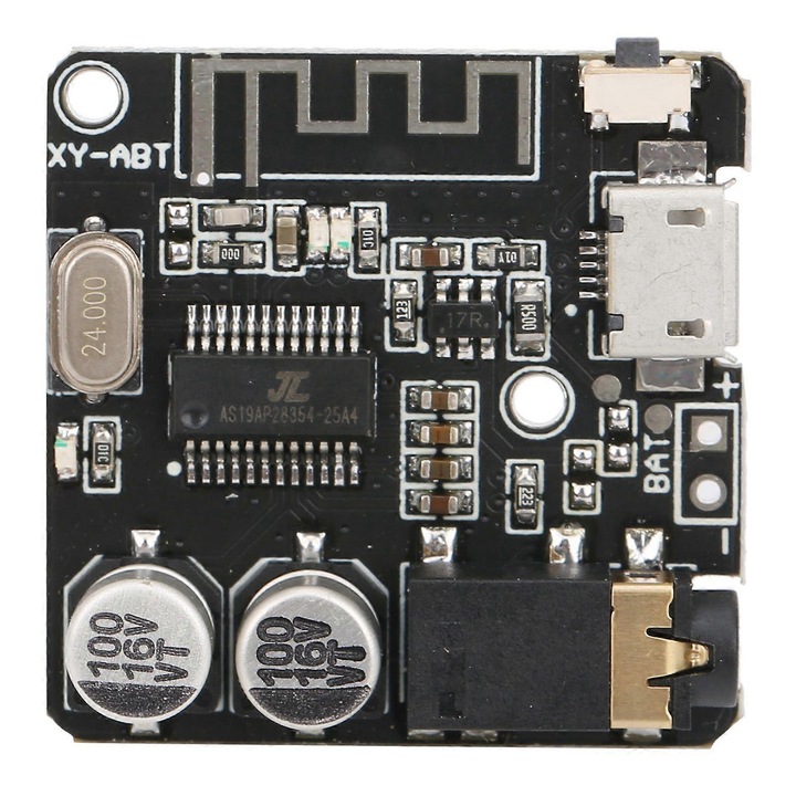 Bluetooth 5.0 audio vevő modul, sztereó, műanyag, 5V
