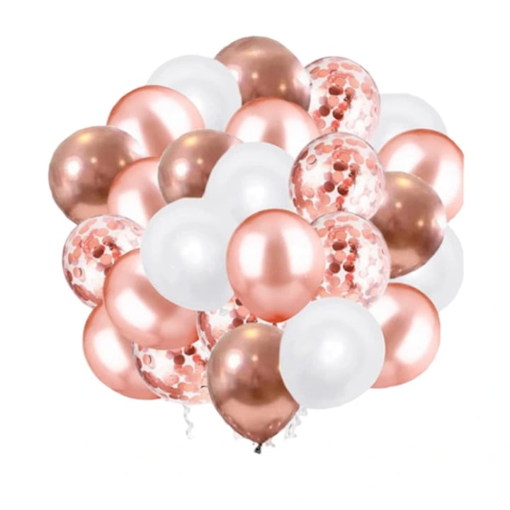 Lufi latex szett 60 rose gold metál konfetti 30cm