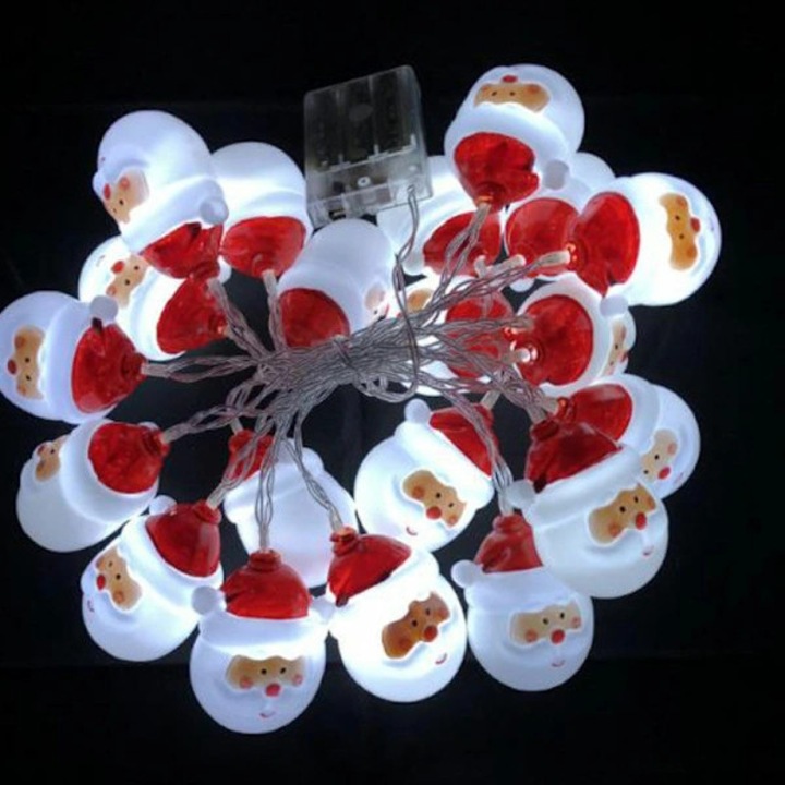 Светеща LED инсталация Дядо Коледа 3м 20 крушки бели AA батерии